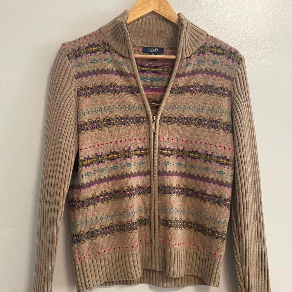 Vintage Chaps striped zip up sweater